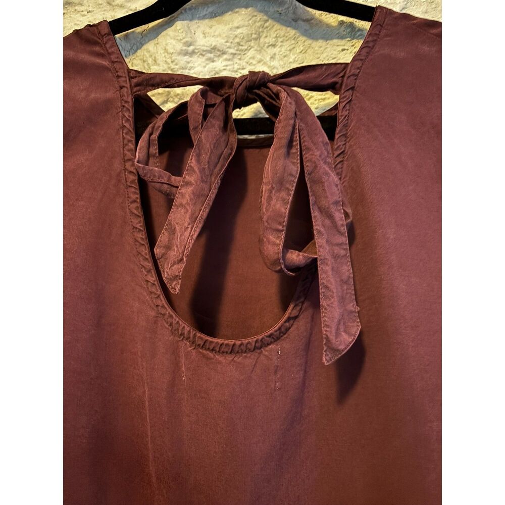 Anthropologie Cloth & Stone Tencel Bell Sleeve Mini Dress Lagenlook Tie Back NWT - Picture 3 of 8